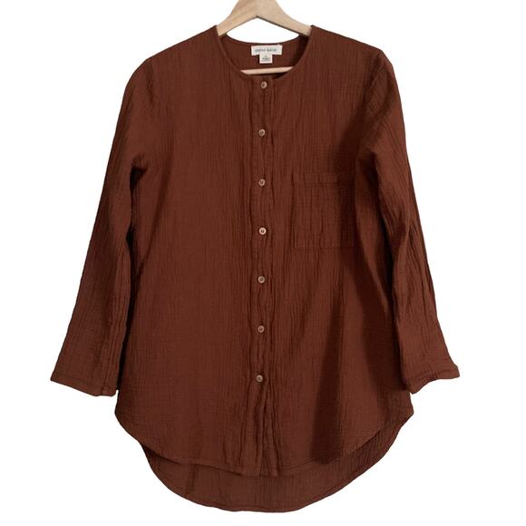 Sister Katie Cotton Gauze Sally Shirt XS Cinnamon Organic Long Sleeve Blouse Top - Picture 2 of 8